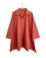 Coral Terracotta Oversized Linen Tunic Top - Image 2