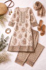 Cotton Printed Kurti Pant Set - Image 2