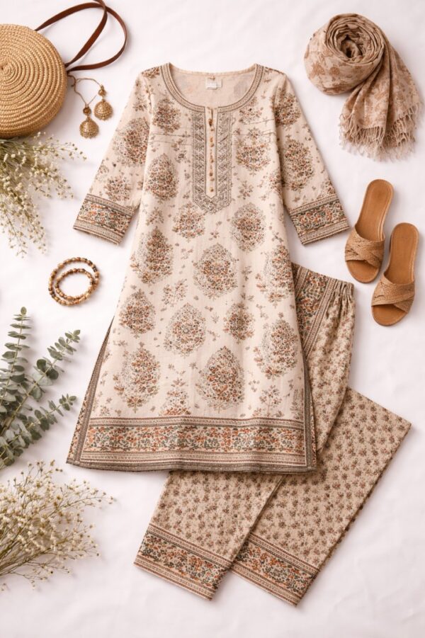 Cotton Printed Kurti Pant Set
