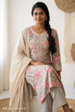 Pista Green Cotton Unstitched Suit with Elegant Embroidery - Image 2