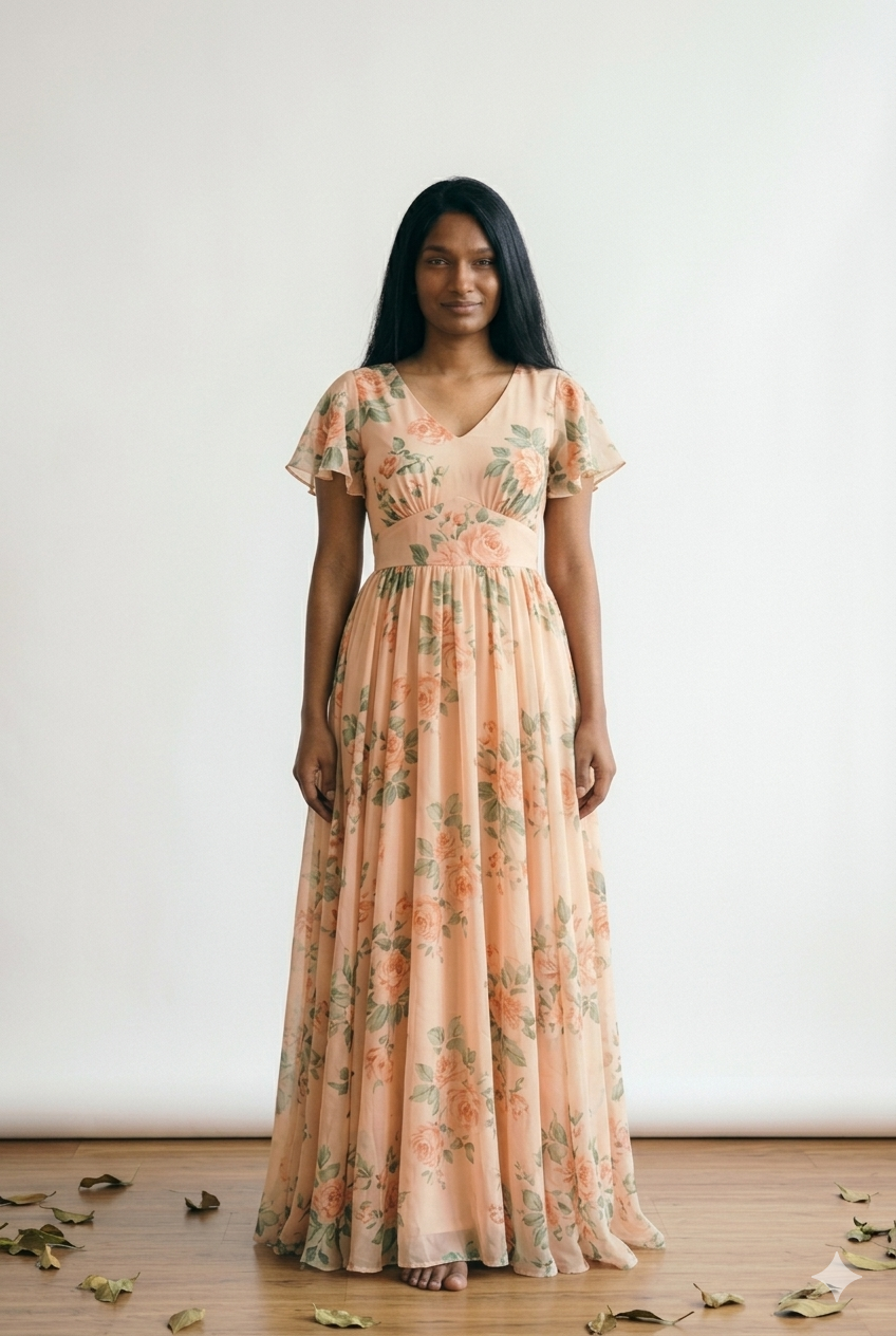 Gemini_Generated_Image_cxh8h6cxh8h6cxh8 Sage Green & White Ditsy Floral Chiffon Gown - Image 1