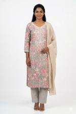 Pista Green Cotton Unstitched Suit with Elegant Embroidery