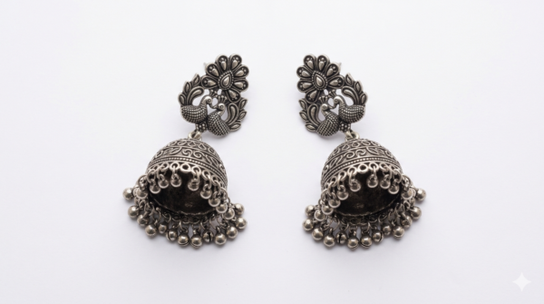 Oxidised Silver Jhumka