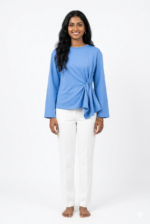 Cornflower Blue Twist Knot Front Top