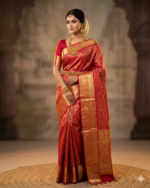 Pink Color All Over Floral Big Golden Border Pure Silk Saree With Running Blouse - Image 2