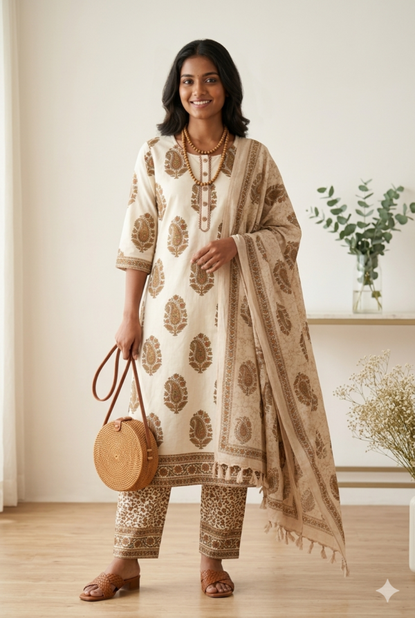 Cotton Printed Kurti Pant Set