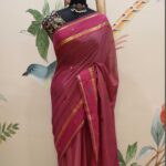 Different Pink Color Small Checked South Cotton Saree With Running Blouse - Image 5