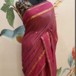 Different Pink Color Small Checked South Cotton Saree With Running Blouse - Image 3
