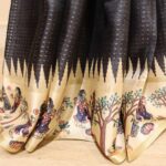 Black Color Half Tussar Differnt Pallu Saree With Contrast Matching Blouse - Image 3