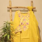Yellow Color Cotton Top (T.L.45') and Parallel Pant (P.H.35') with Soft Cotton Dupatta - Image 3