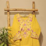 Yellow Color Cotton Top (T.L.45') and Parallel Pant (P.H.35') with Soft Cotton Dupatta - Image 2