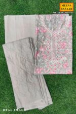 Pista Green Cotton Unstitched Suit with Elegant Embroidery - Image 3