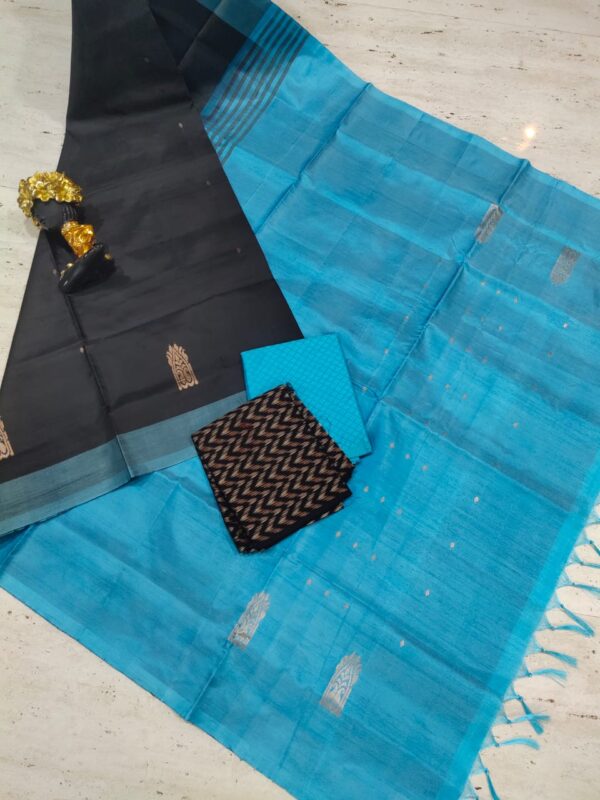 Vazhai Naar Pattu / Banana Pith Saree - Sky Blue / Cerulean