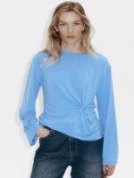 Cornflower Blue Twist Knot Front Top - Image 3