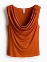 Burnt Orange Cowl Neck Sleeveless Top - Image 2