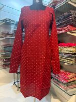 Elegant Red V-Neck Kurta - Image 2